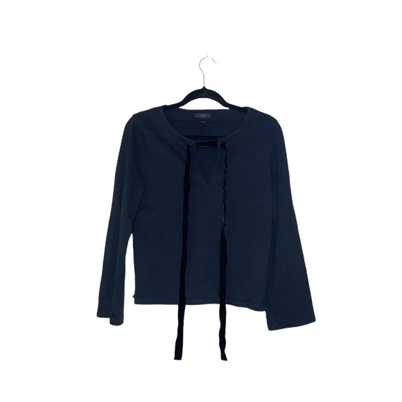 J. Crew 100% Cotton Black Velvet Keyhole Front Pullover Top Small Women’s - Picture 1 of 13